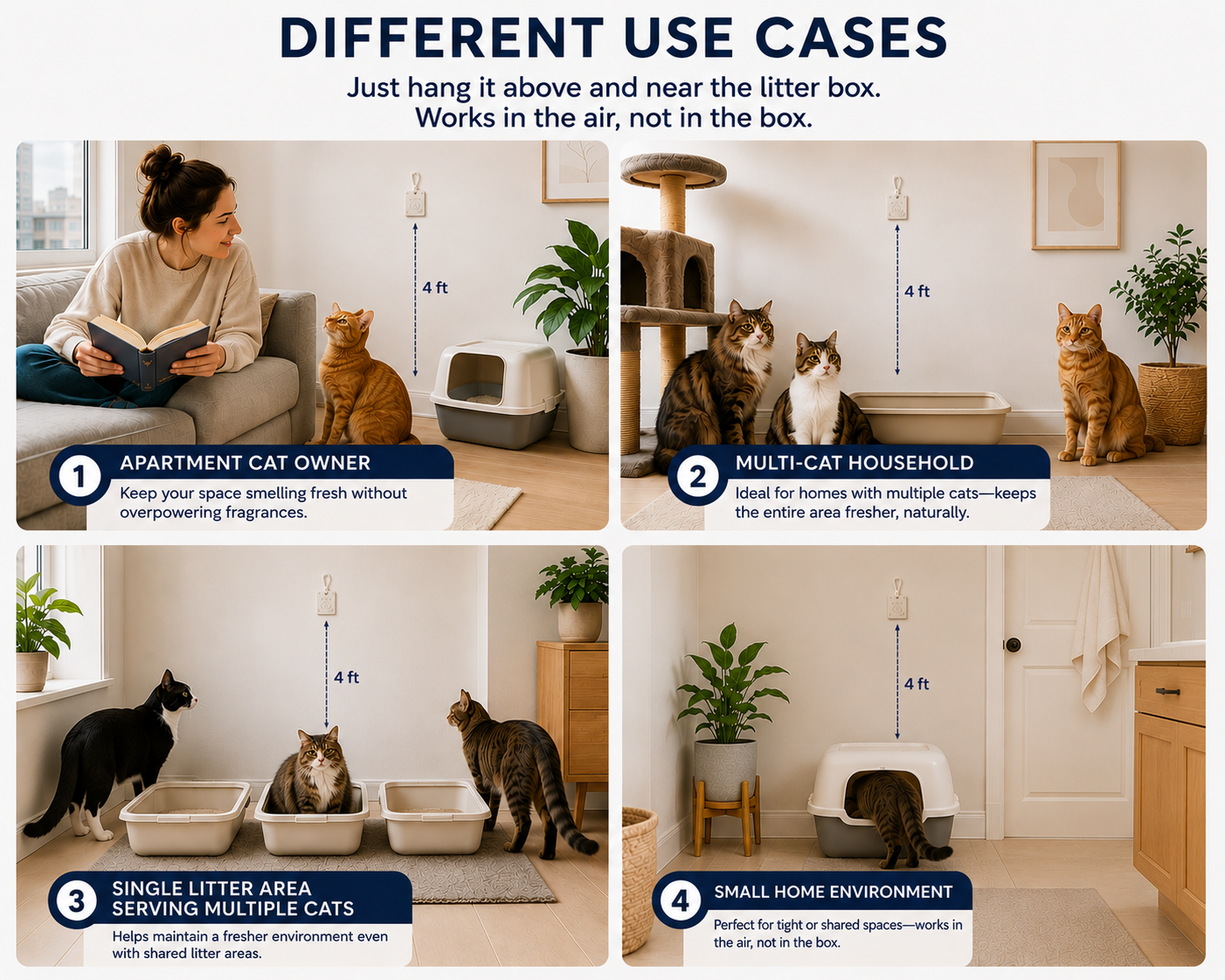 MoodifyPet Cat Litter Box Odor Neutralizer — 3 Pack (Multi-Cat)