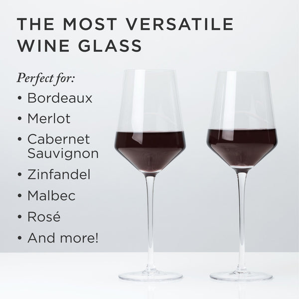 Raye Angled Crystal Bordeaux Decanter & Wine Glass Set