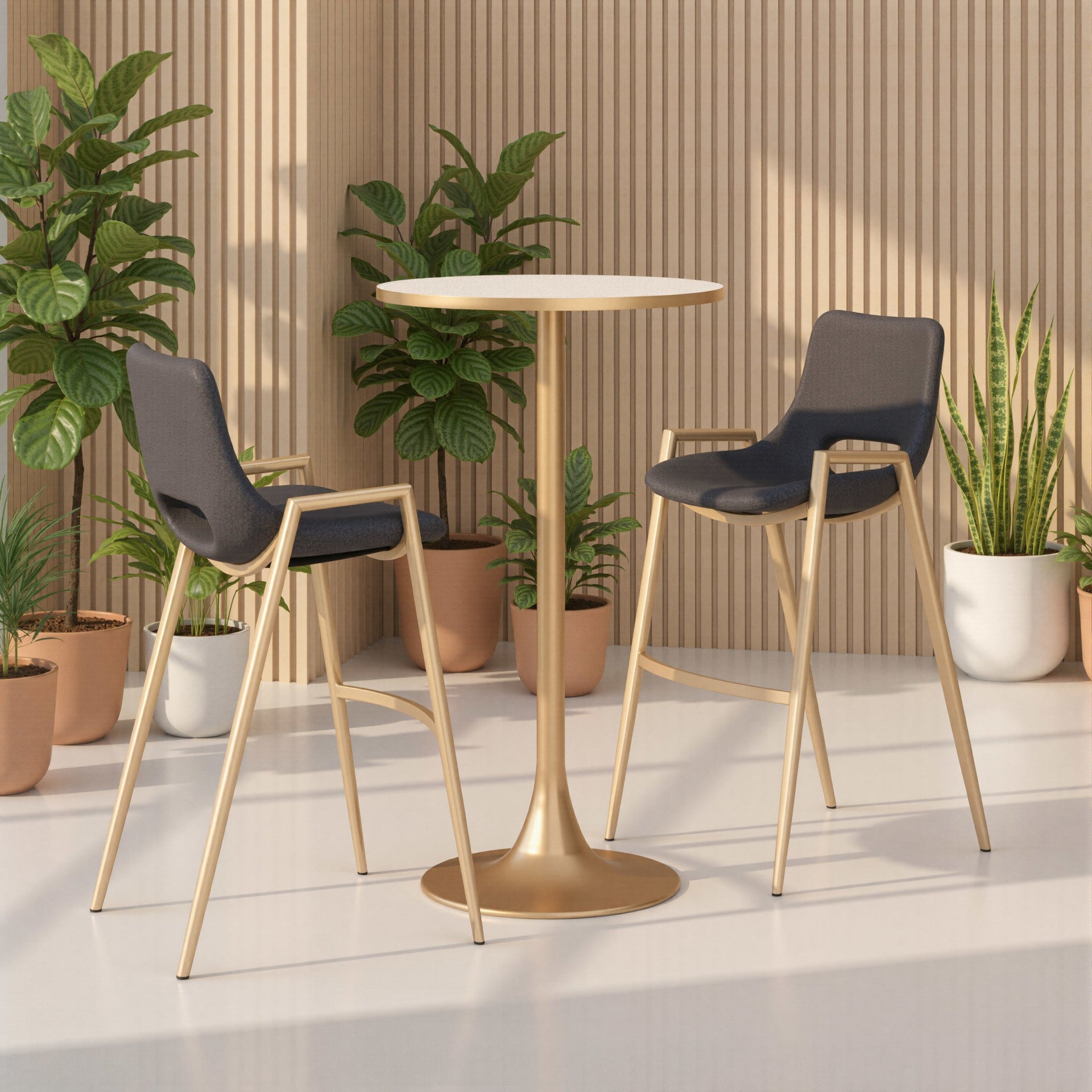 Desi Barstool (Set of 2) Black & Gold