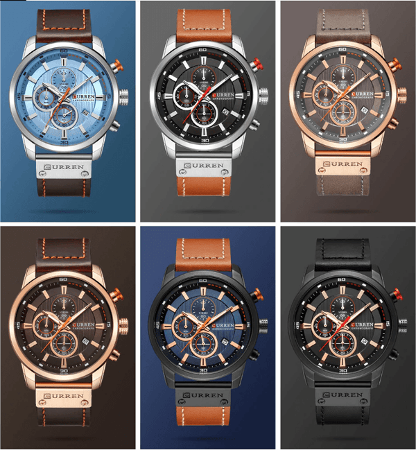 Men's Waterproof Elegant Sport Watch With Chronometers Day View, Leather  Belts And Hardlex Scratch Resistant Glass Perfect Gift For Him