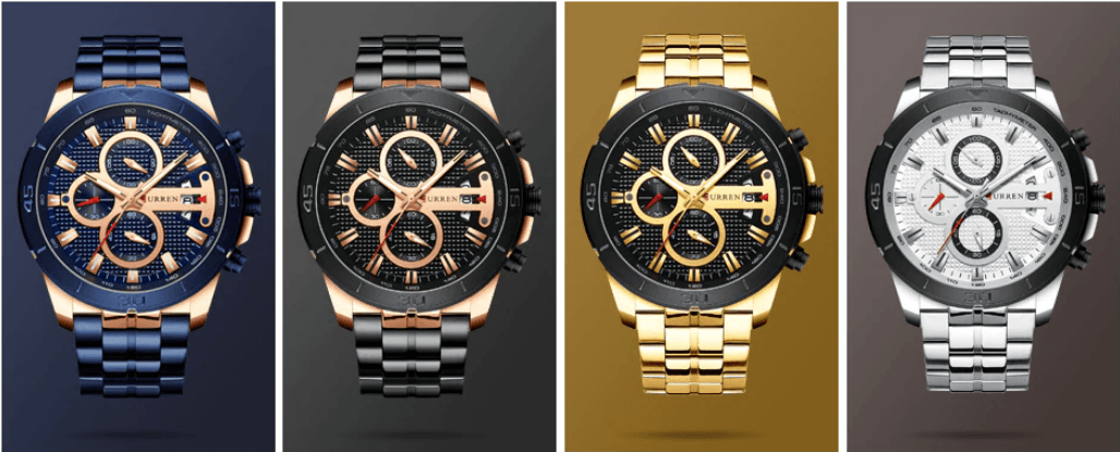 Men's Waterproof  Watch With Chronometers Day View And Fluorescent Hands Unique  Luxury Design  Perfect Gift
