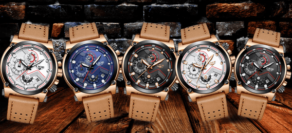 Men's Waterproof Modern Watch With Leather Belts, Stainless Steel Case Excellent Look Perfect Gift