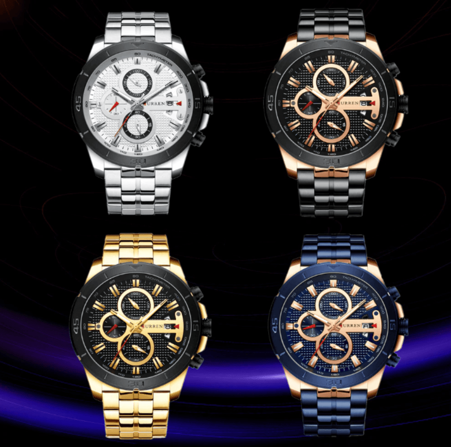 Men's Waterproof  Watch With Chronometers Day View And Fluorescent Hands Unique  Luxury Design  Perfect Gift