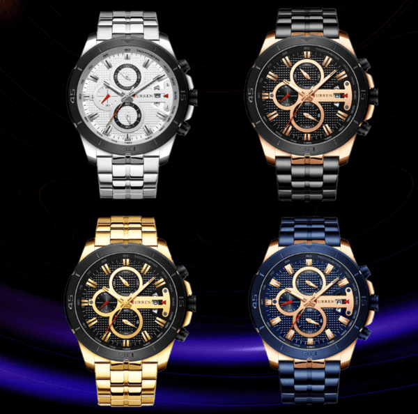 Men's Waterproof  Watch With Chronometers Day View And Fluorescent Hands Unique  Luxury Design  Perfect Gift