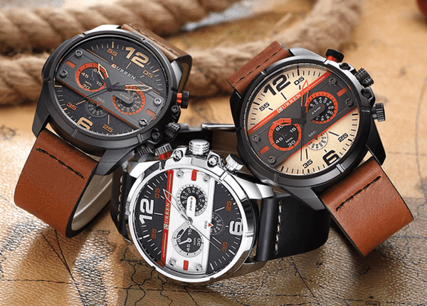 Men's  Waterproof Retro Style Watch With Excellent  Background, Chronometers  Large Numbers Perfect Gift