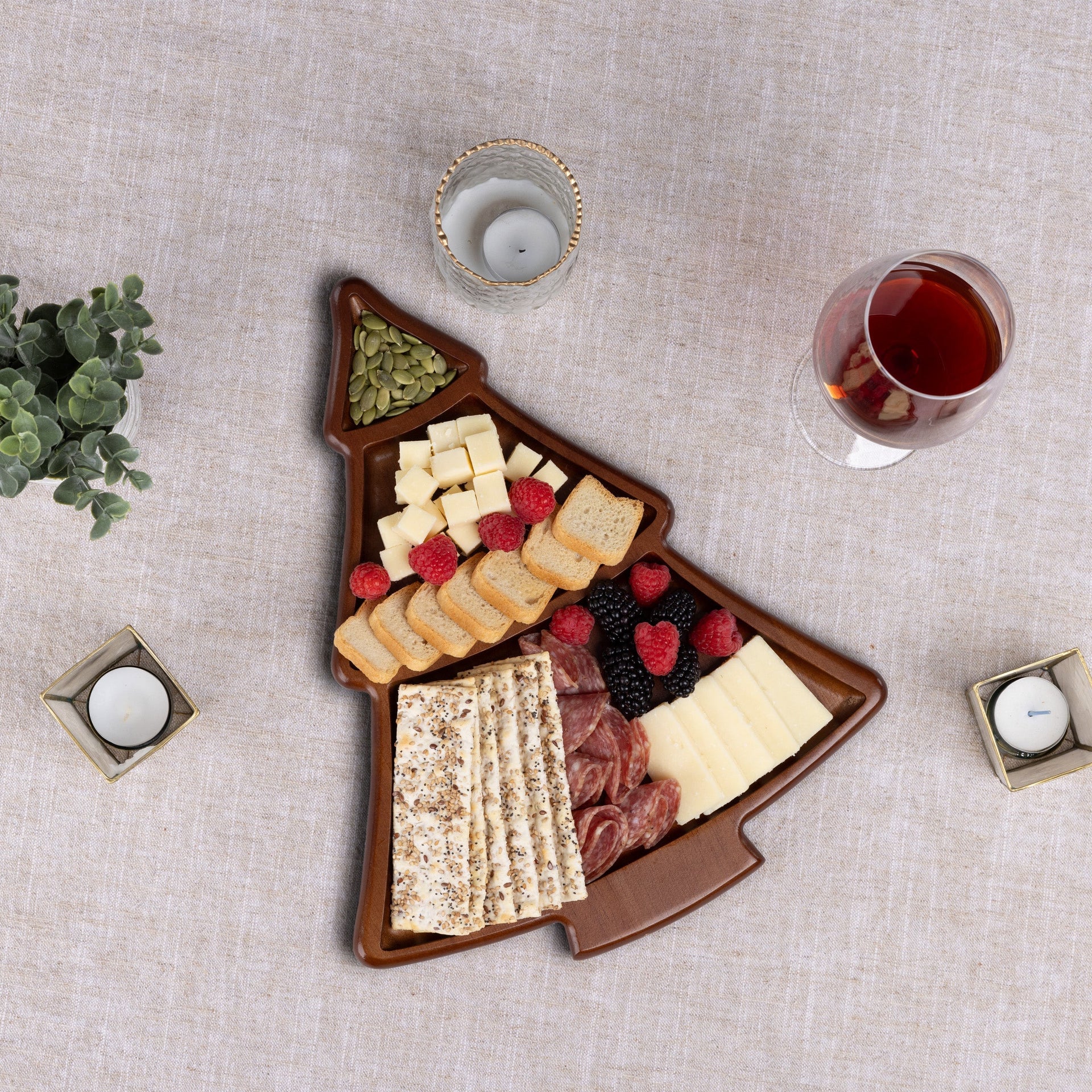 Christmas Tree Sectioned Serving Tray Picnic Time Family of Brands