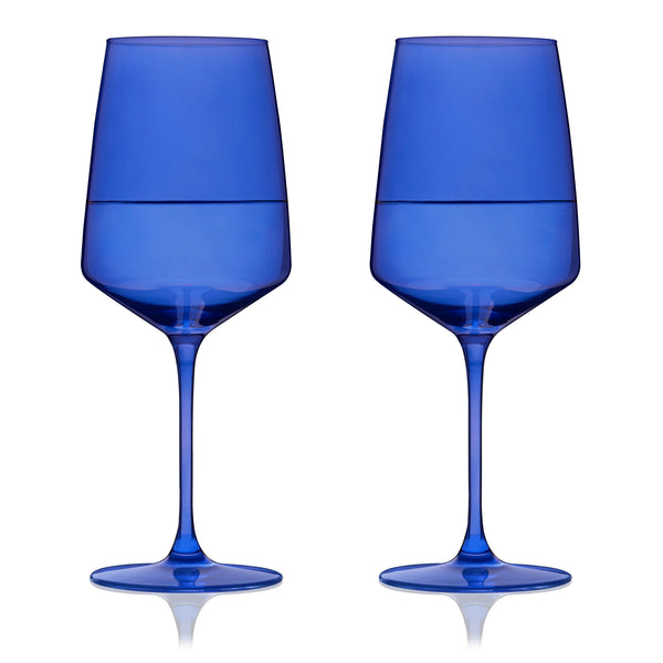 Reserve Nouveau Crystal Wine Glasses in Cobalt Set of 2