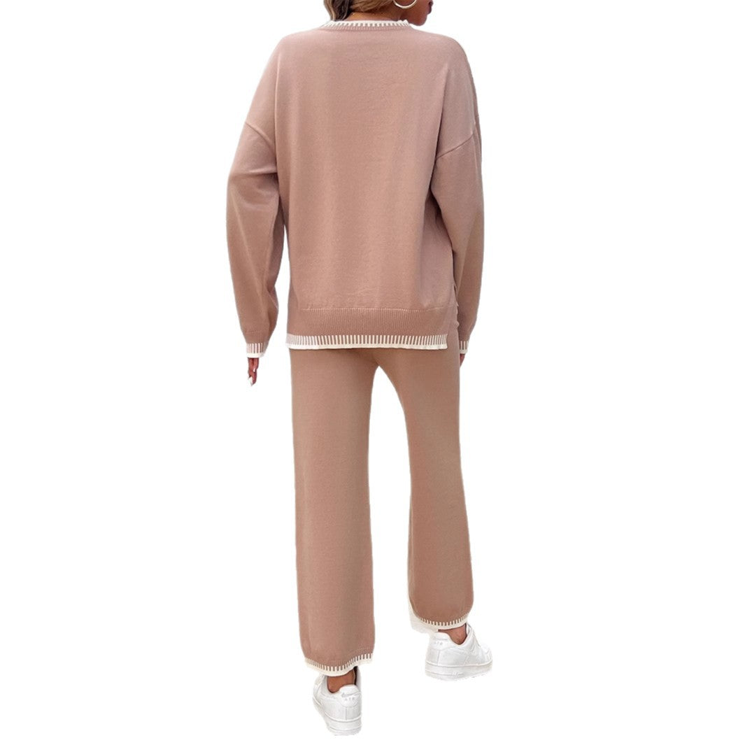 Vacation style loose long sleeved two-piece set