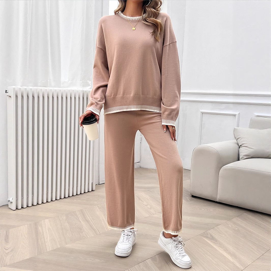 Vacation style loose long sleeved two-piece set