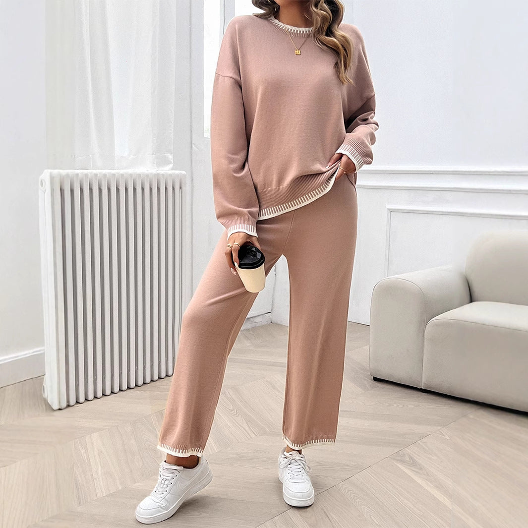 Vacation style loose long sleeved two-piece set