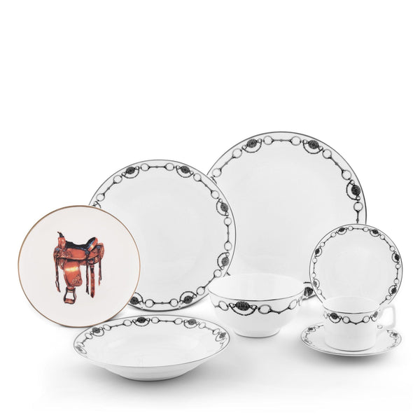 Amarillo Western Saddle Pattern Bone China Round Salad Plate