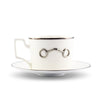 Pewter Bit Bone China Cup and Saucer Platinum Rim