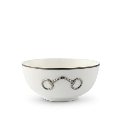 Pewter Bit Bone China Round Cereal Bowl Platinum Rim