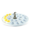 Deviled Egg Tray with Pewter Standing Rabbit
