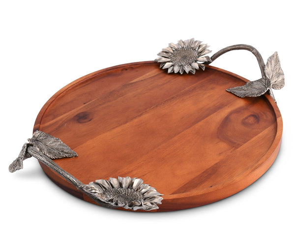 Sunflower Wood Serving Tray