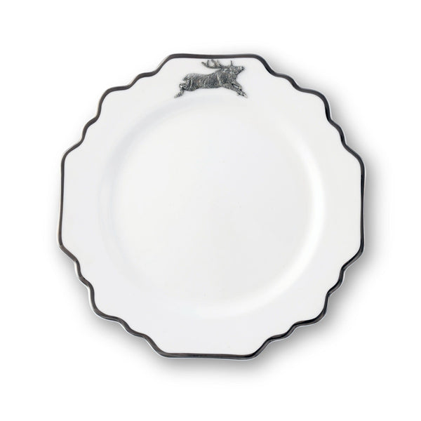 Running Elk Bone China Scallop Salad Plate Platinum Rim