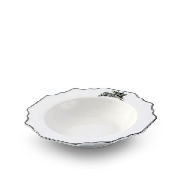 Running Elk Bone China Scallop Soup Plate Platinum Rim