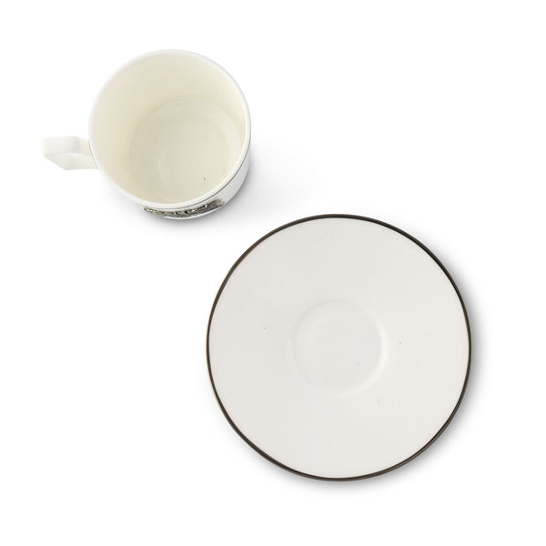 Running Elk Cup and Saucer Bone China Platinum Rim