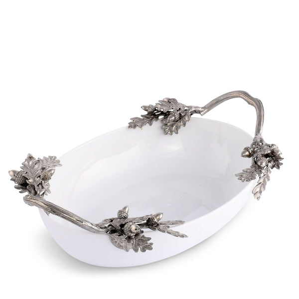 Acorn Oak & Leaf Stoneware Serving Dish