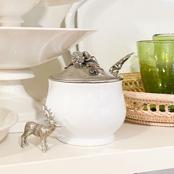 Acorn Oak Leaf Sugar Bowl and Spoon