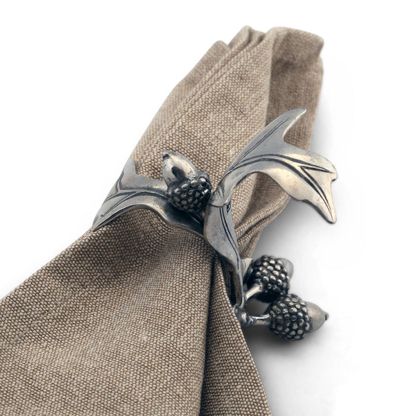 Pewter Acorn & Oak Leaf Napkin Ring Vagabond House