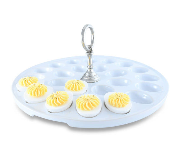 Deviled Egg Tray with Pewter Classic Ring Handle