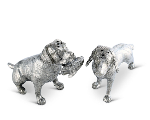 Pewter Hunting Dogs Salt & Pepper Set Vagabond House