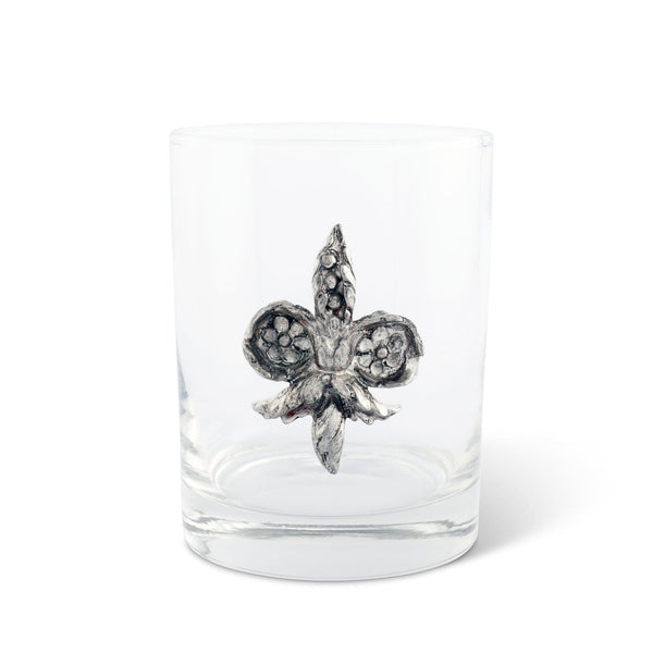 Fleur de Lys Double Old Fashion Bar Glass