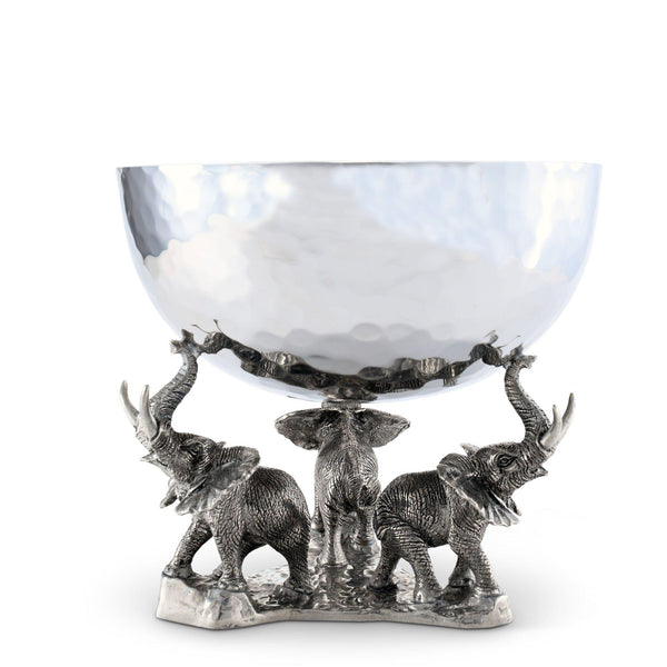Stainless Nut Bowl - Pewter Elephant Base