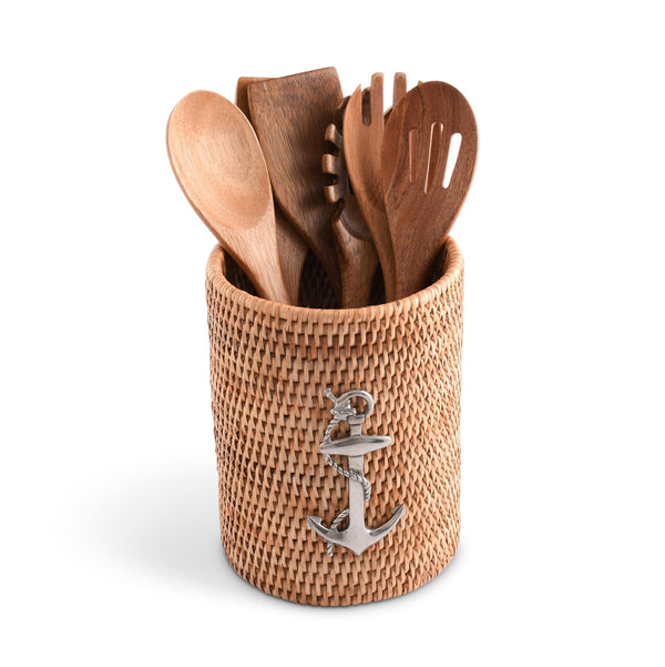 Anchor Hand Woven Wicker Rattan Utensils Holder