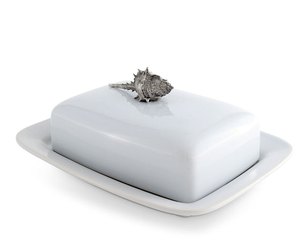Conch Shell Stoneware Butter Dish