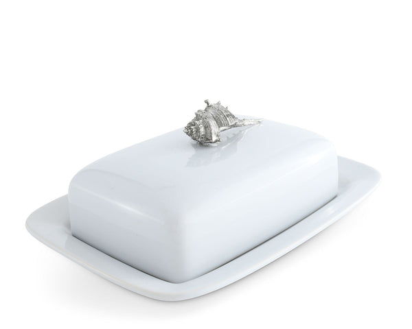 Conch Shell Stoneware Butter Dish