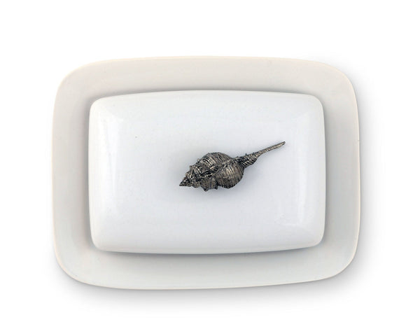 Conch Shell Stoneware Butter Dish