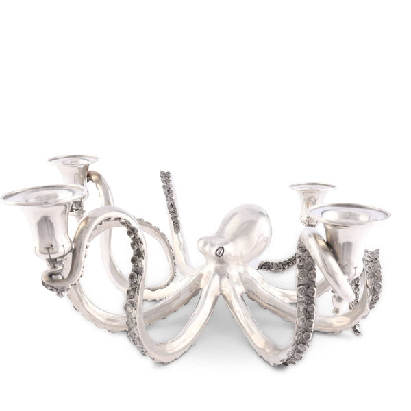 Four Taper Pewter Octopus Candelabrum