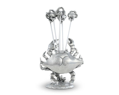 Pewter Blue Crab Cheese Pick Set