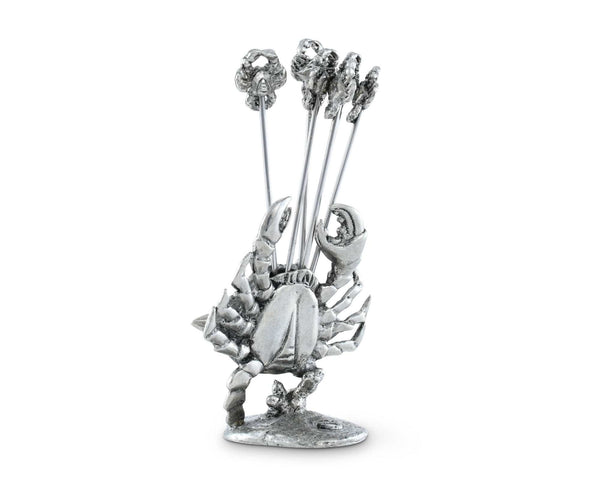 Pewter Blue Crab Cheese Pick Set