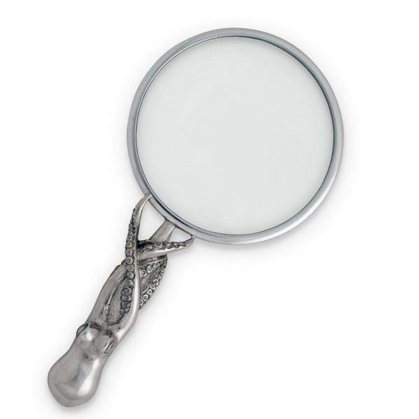 Pewter Octopus Handle Magnifier 4 inches