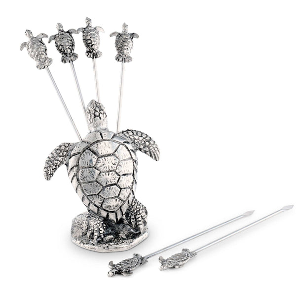Pewter Sea Turtle Cheese Pick Set
