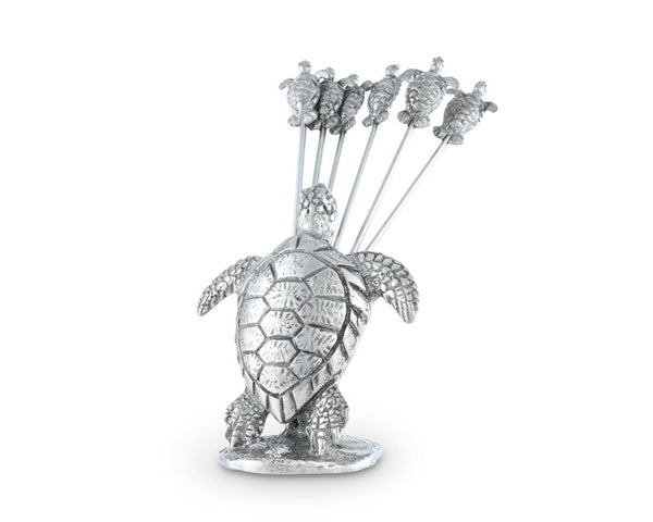 Pewter Sea Turtle Cheese Pick Set