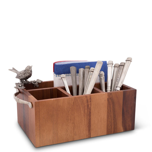 Song Bird Wood Flatware Caddy Vagabond House