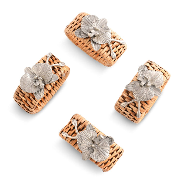 Orchid Hand Woven Wicker Rattan Napkin Ring - Set of 4