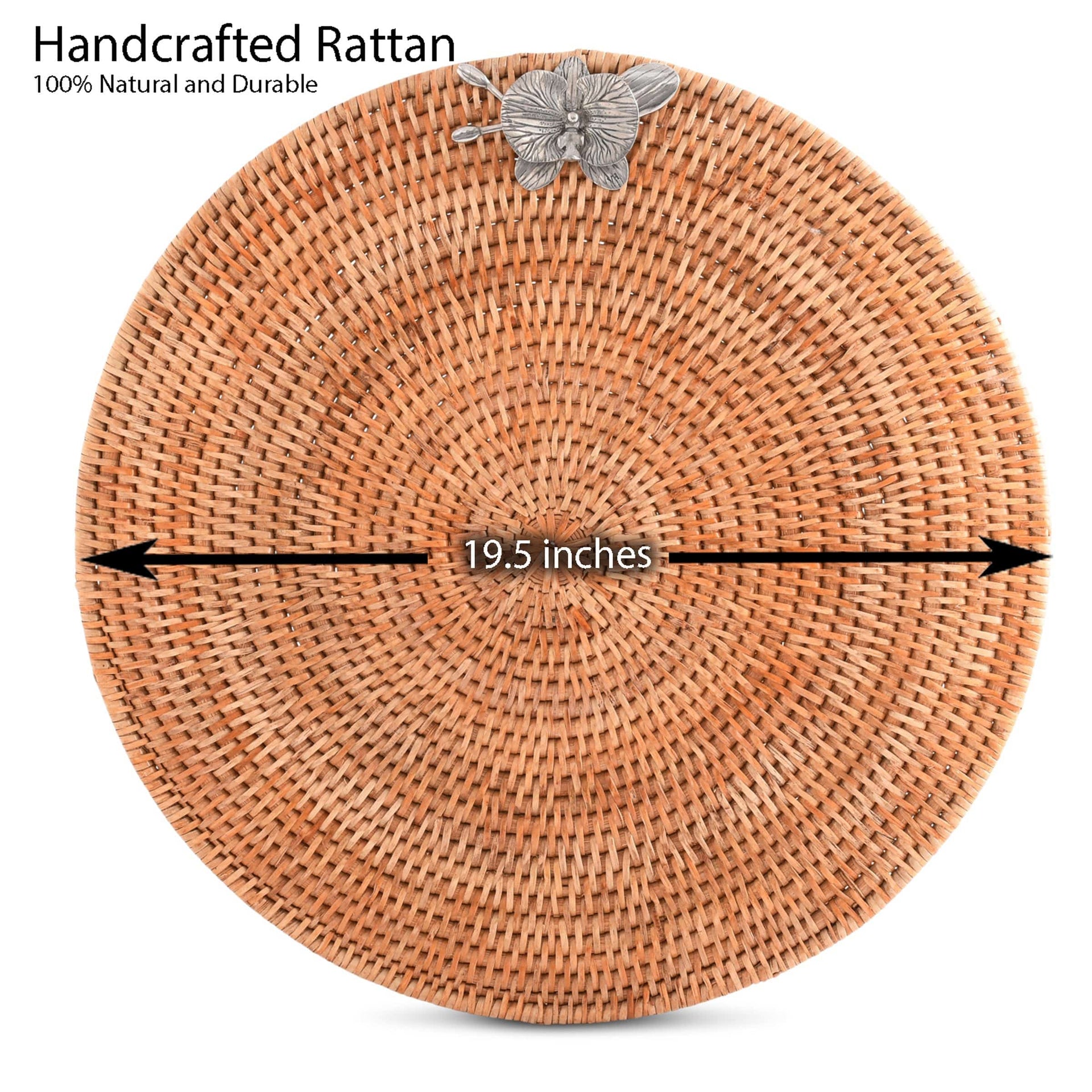 Orchid Placemat Hand Woven Wicker Rattan Round - Set of 4