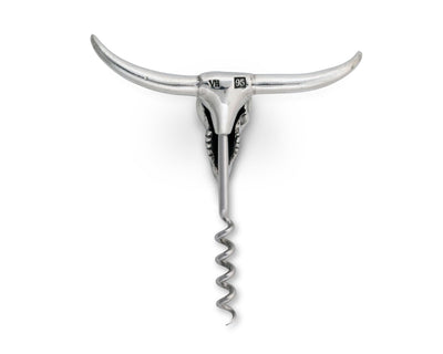 Pewter Cow Skull Wine Pull