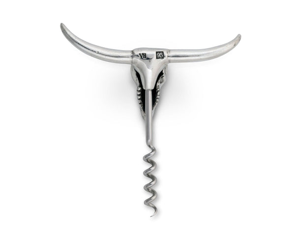 Pewter Cow Skull Wine Pull
