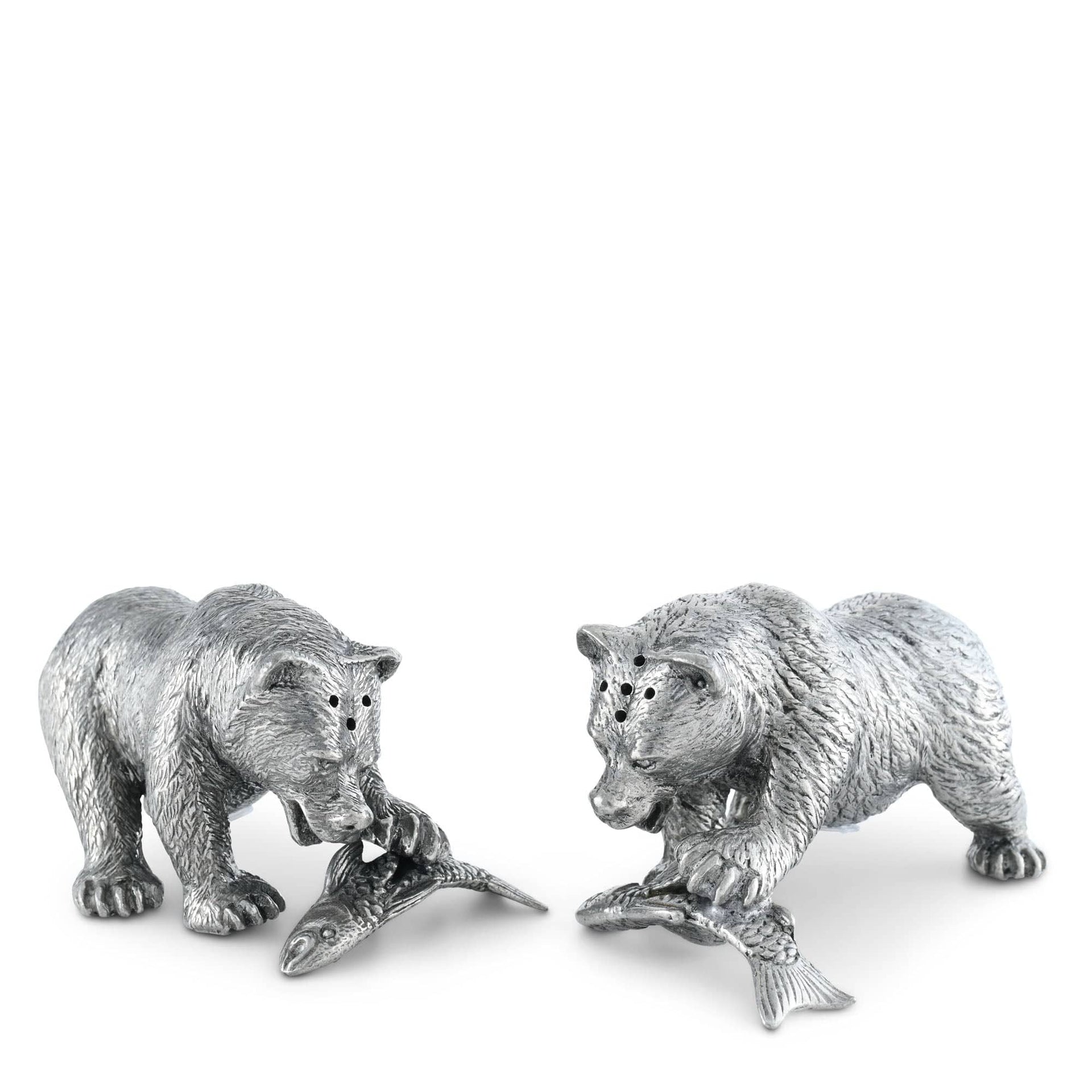 Pewter Fishing Bear Salt & Pepper Set Vagabond House