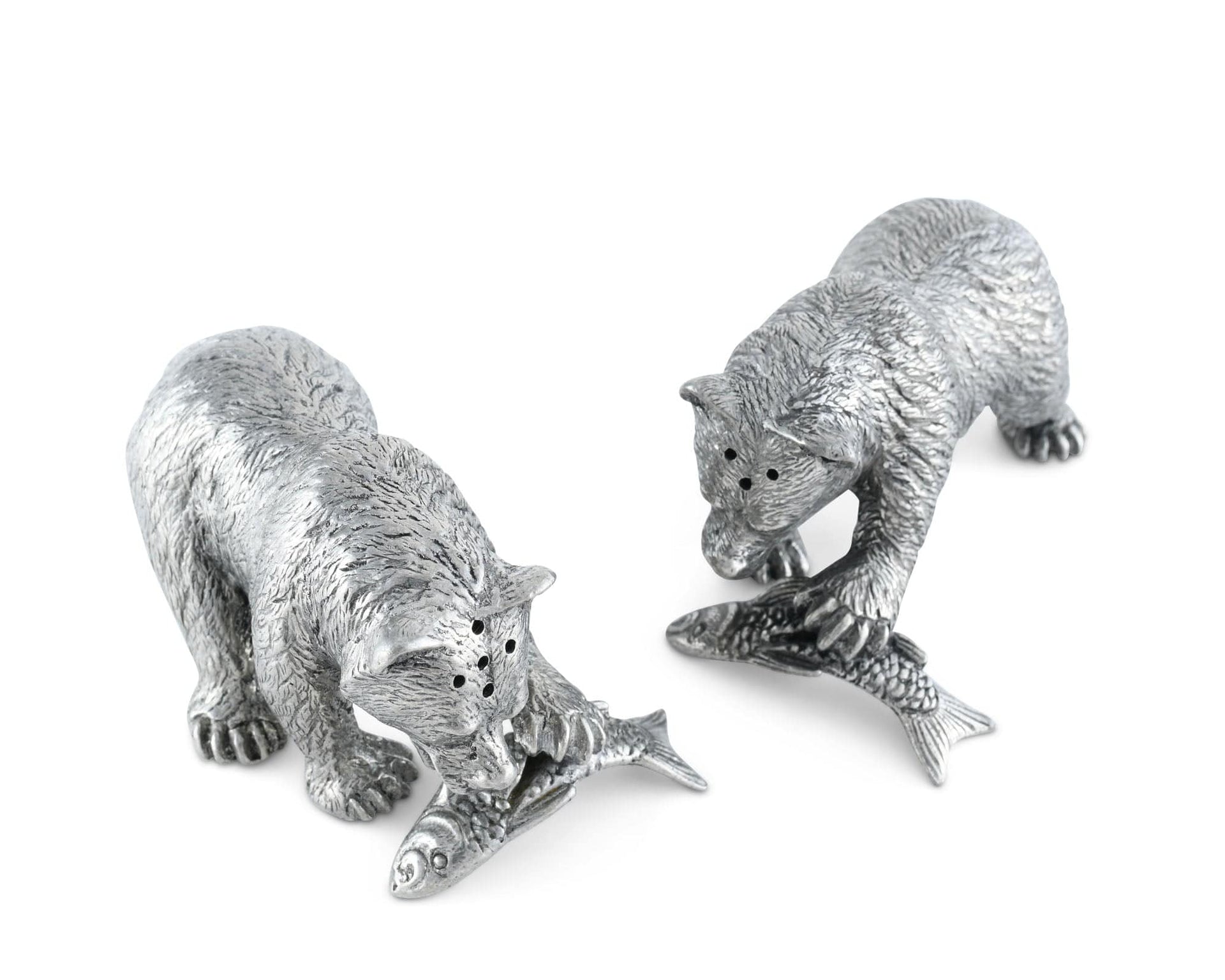 Pewter Fishing Bear Salt & Pepper Set Vagabond House