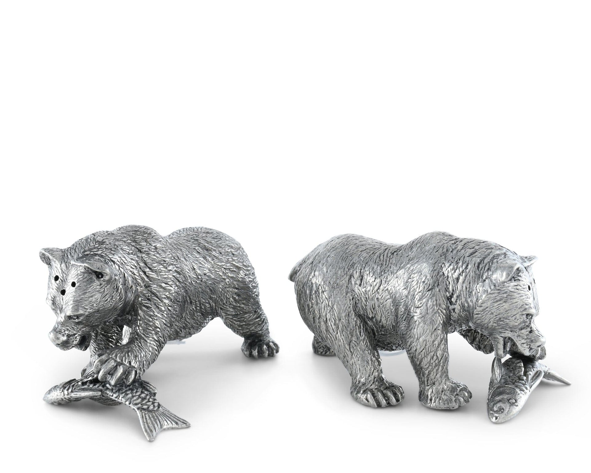 Pewter Fishing Bear Salt & Pepper Set Vagabond House