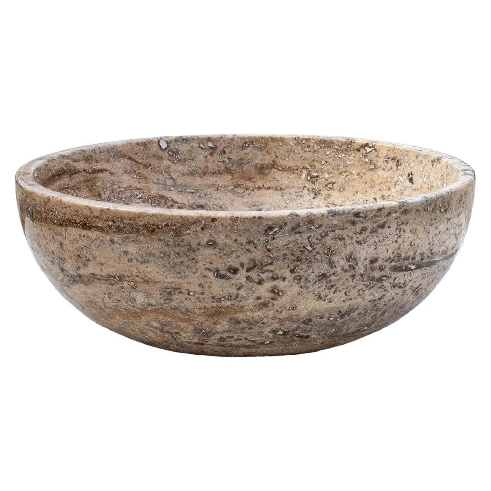 Valencia Beige Travertine Natural Stone Vessel Sink Filled and Polished (D)16