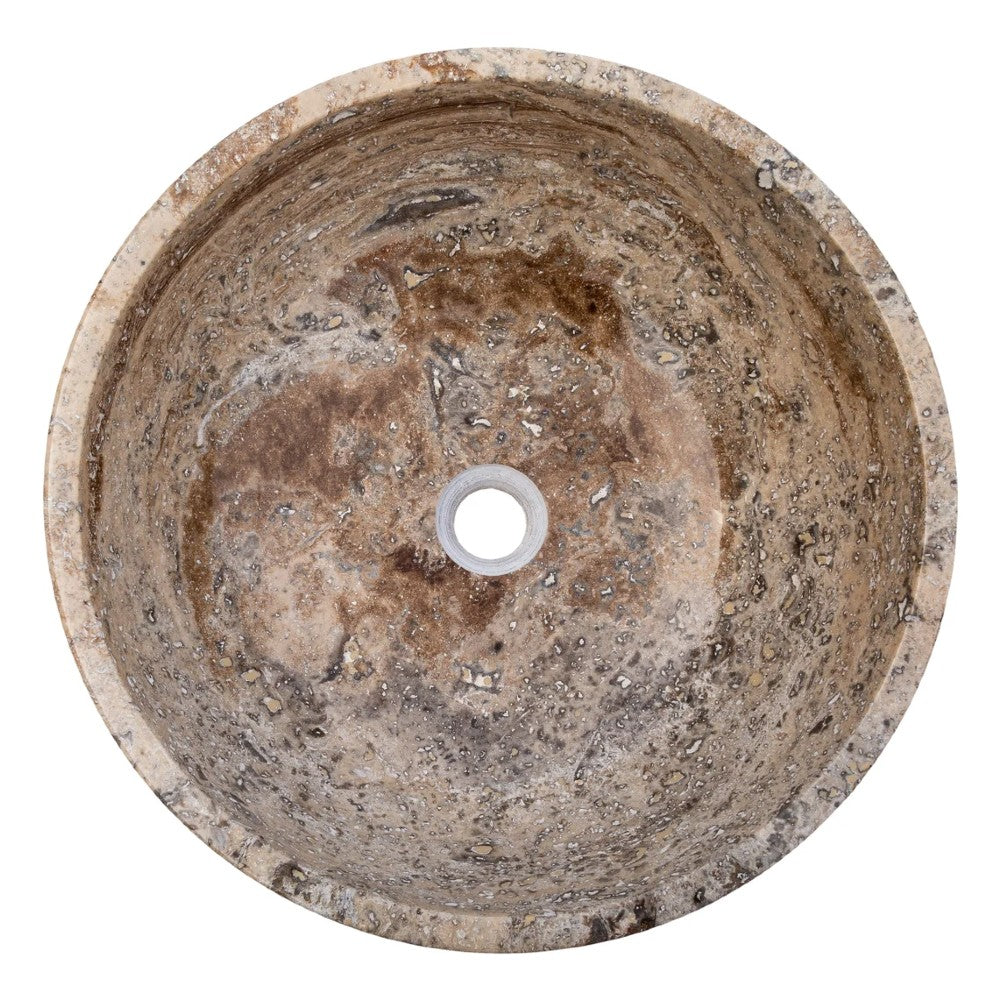 Valencia Beige Travertine Natural Stone Vessel Sink Filled and Polished (D)16