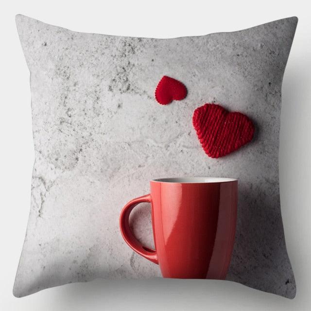 Valentines Day Red Heart And Flowers Pillow Cover Decorative Cushion Case Home Decor Sofa Couch Bedroom Car Flower Pillow Covers Love Pillow Covers Decorative Linen Square Throw Pillow Covers Couple Cushion Cases Home Decor for Sofa Bedroom Car  45x45cm